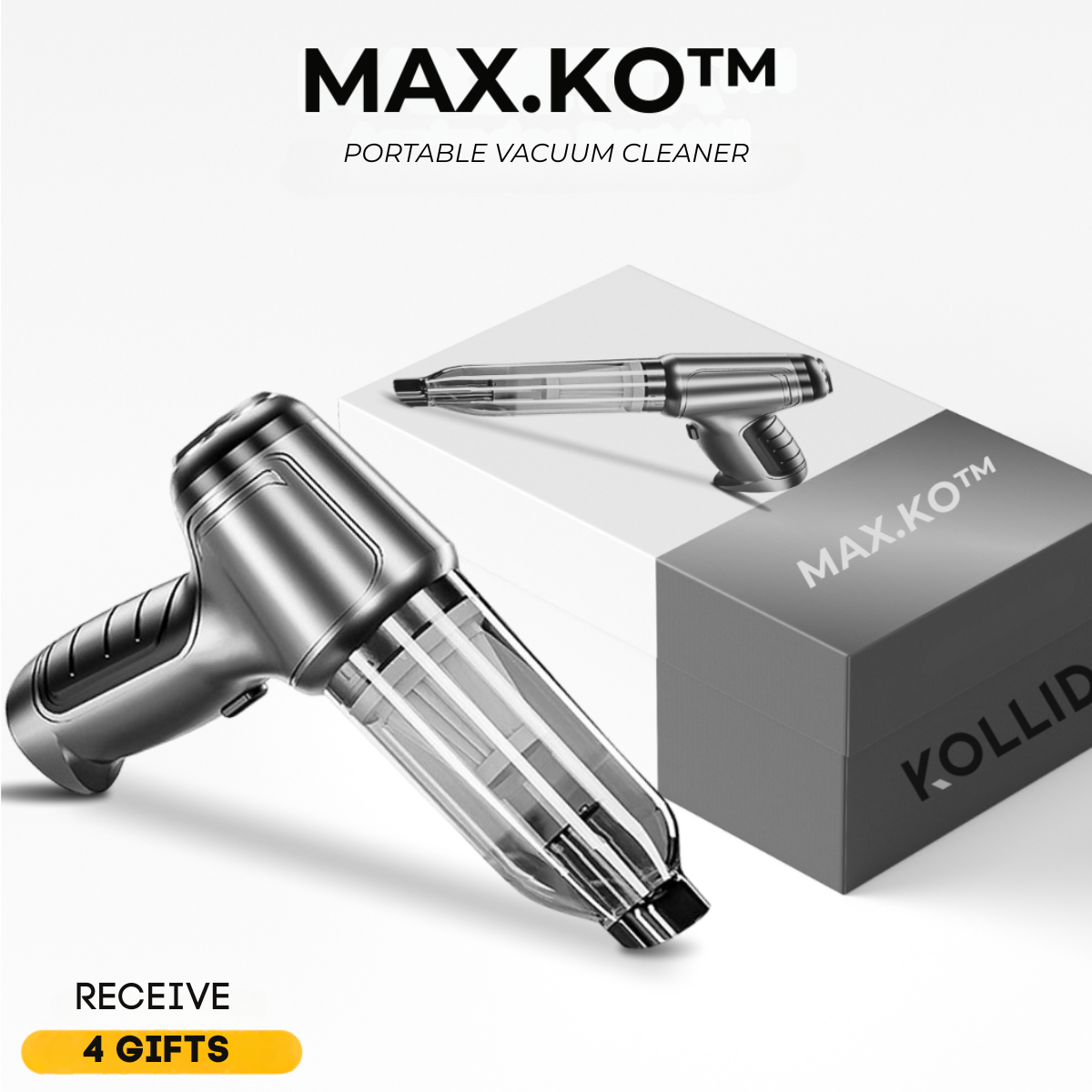 Max.Ko™ Portable Vacuum Cleaner + 4 EXCLUSIVE ACCESSORIES [EXCLUSIVE GIFT]