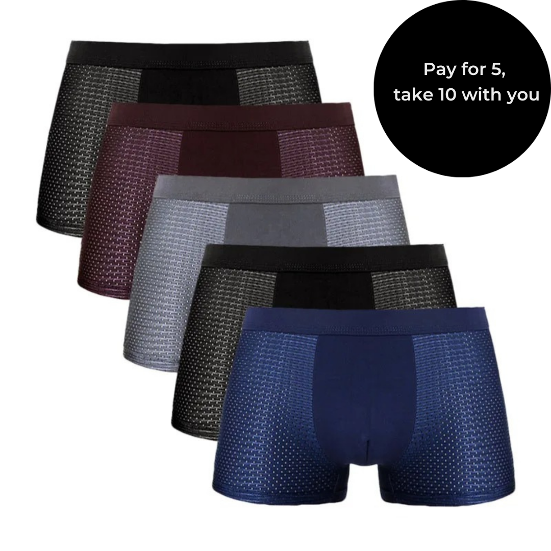 Kollid – Set of 10 Bamboo Fibre Boxer Shorts [Pay for 5, Get 10]